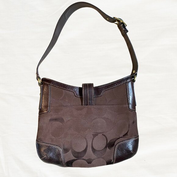 Coach Legacy Shoulder Bag 10625 Brown Signature Stripe Leather - Picture 2 of 7